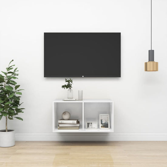Tv-wandmeubel 37x37x72 cm spaanplaat hoogglans wit MeubelReus
