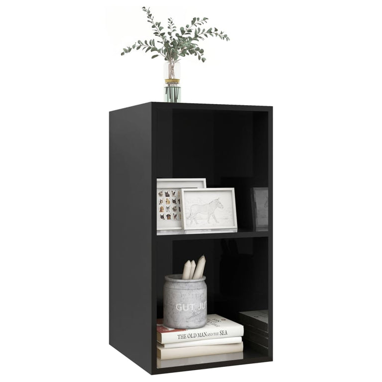 Tv-wandmeubel 37x37x72 cm spaanplaat hoogglans zwart MeubelReus