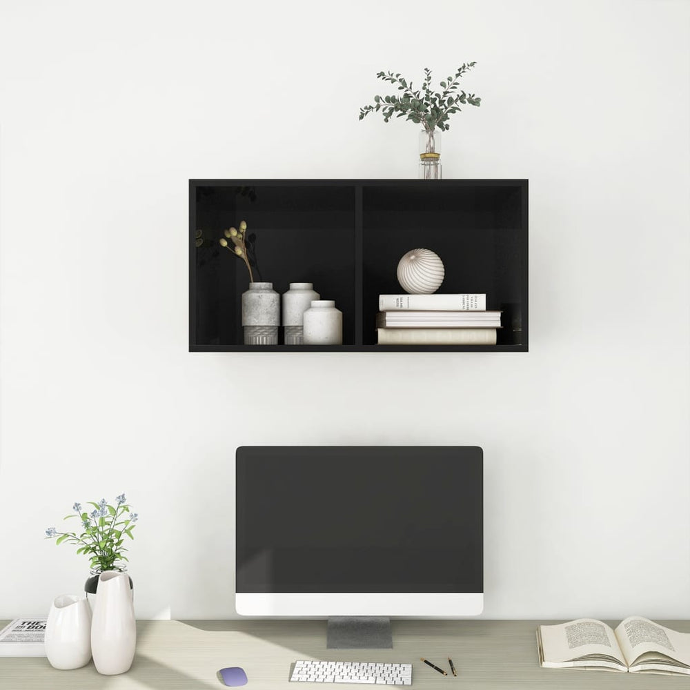 Tv-wandmeubel 37x37x72 cm spaanplaat hoogglans zwart MeubelReus