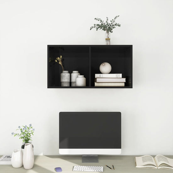 Tv-wandmeubel 37x37x72 cm spaanplaat hoogglans zwart MeubelReus