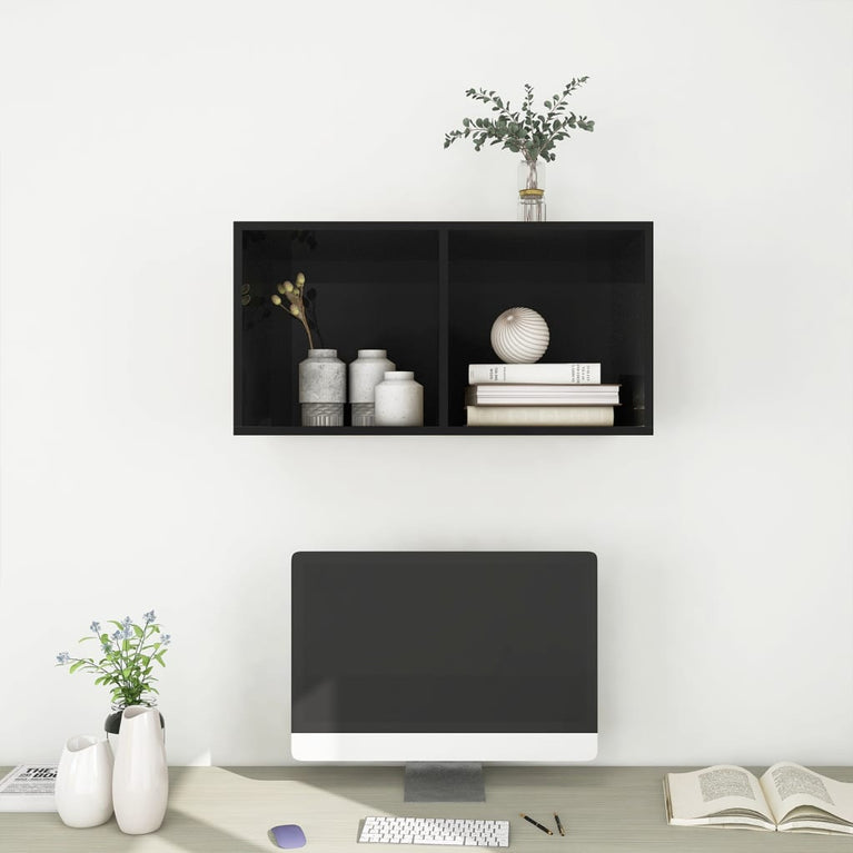 Tv-wandmeubel 37x37x72 cm spaanplaat hoogglans zwart MeubelReus