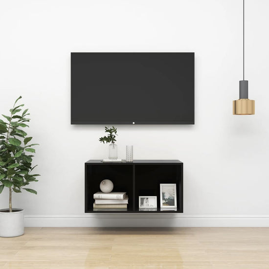 Tv-wandmeubel 37x37x72 cm spaanplaat hoogglans zwart MeubelReus