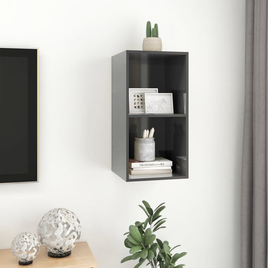 Tv-wandmeubel 37x37x72 cm spaanplaat hoogglans grijs MeubelReus