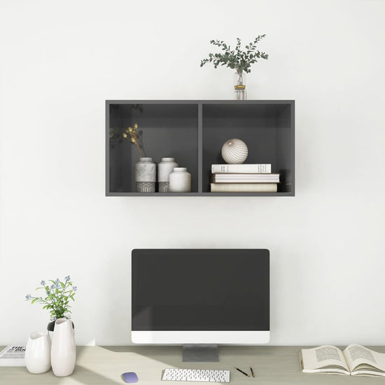 Tv-wandmeubel 37x37x72 cm spaanplaat hoogglans grijs MeubelReus