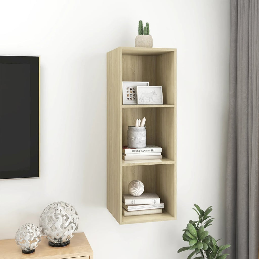 Tv-wandmeubel 37x37x107 cm spaanplaat sonoma eikenkleurig MeubelReus