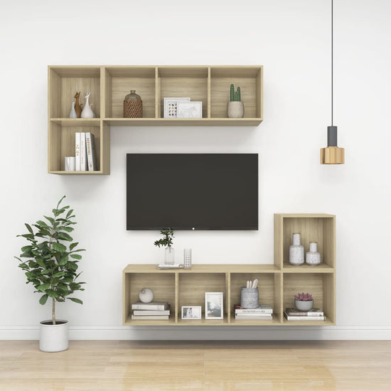 Tv-wandmeubel 37x37x107 cm spaanplaat sonoma eikenkleurig MeubelReus