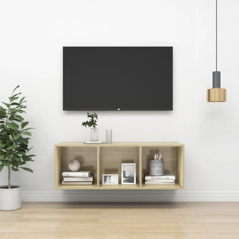Tv-wandmeubel 37x37x107 cm spaanplaat sonoma eikenkleurig MeubelReus