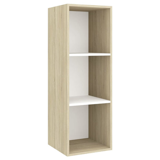 Tv-wandmeubel 37x37x107 cm spaanplaat sonoma eikenkleurig wit MeubelReus