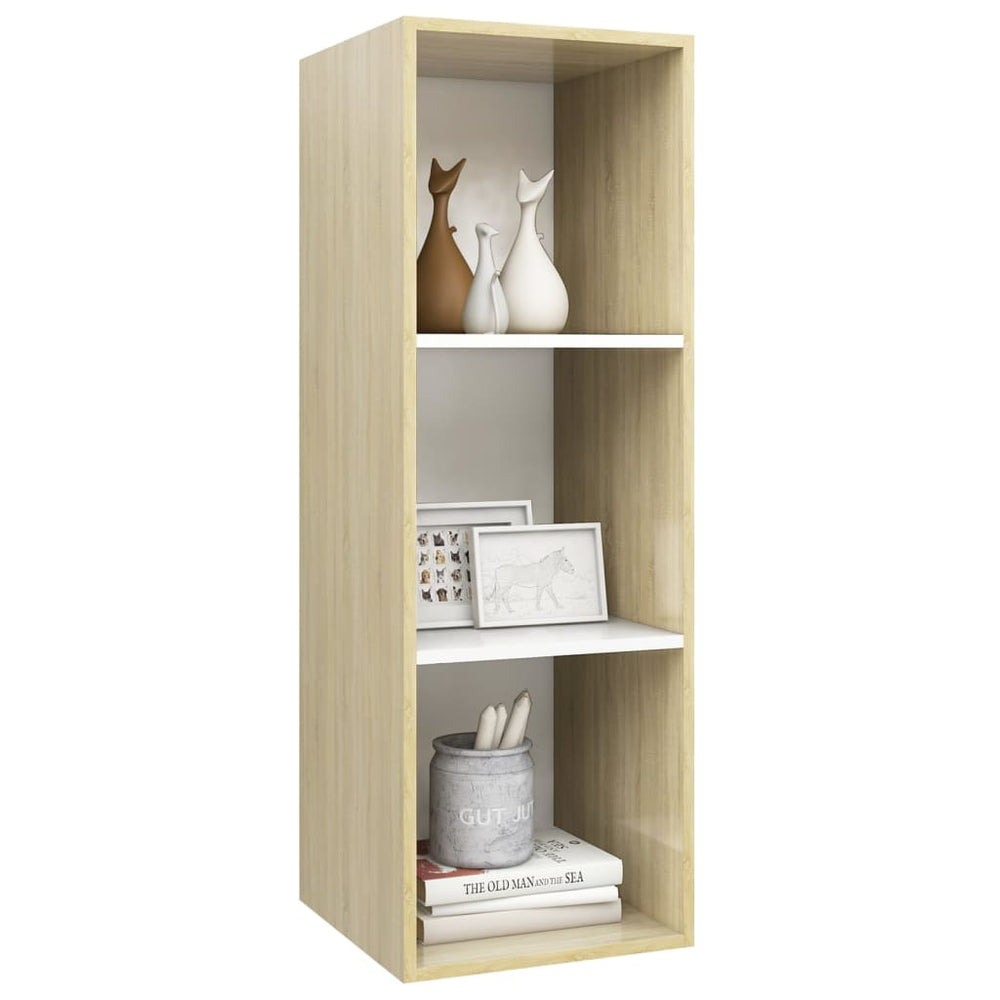 Tv-wandmeubel 37x37x107 cm spaanplaat sonoma eikenkleurig wit MeubelReus