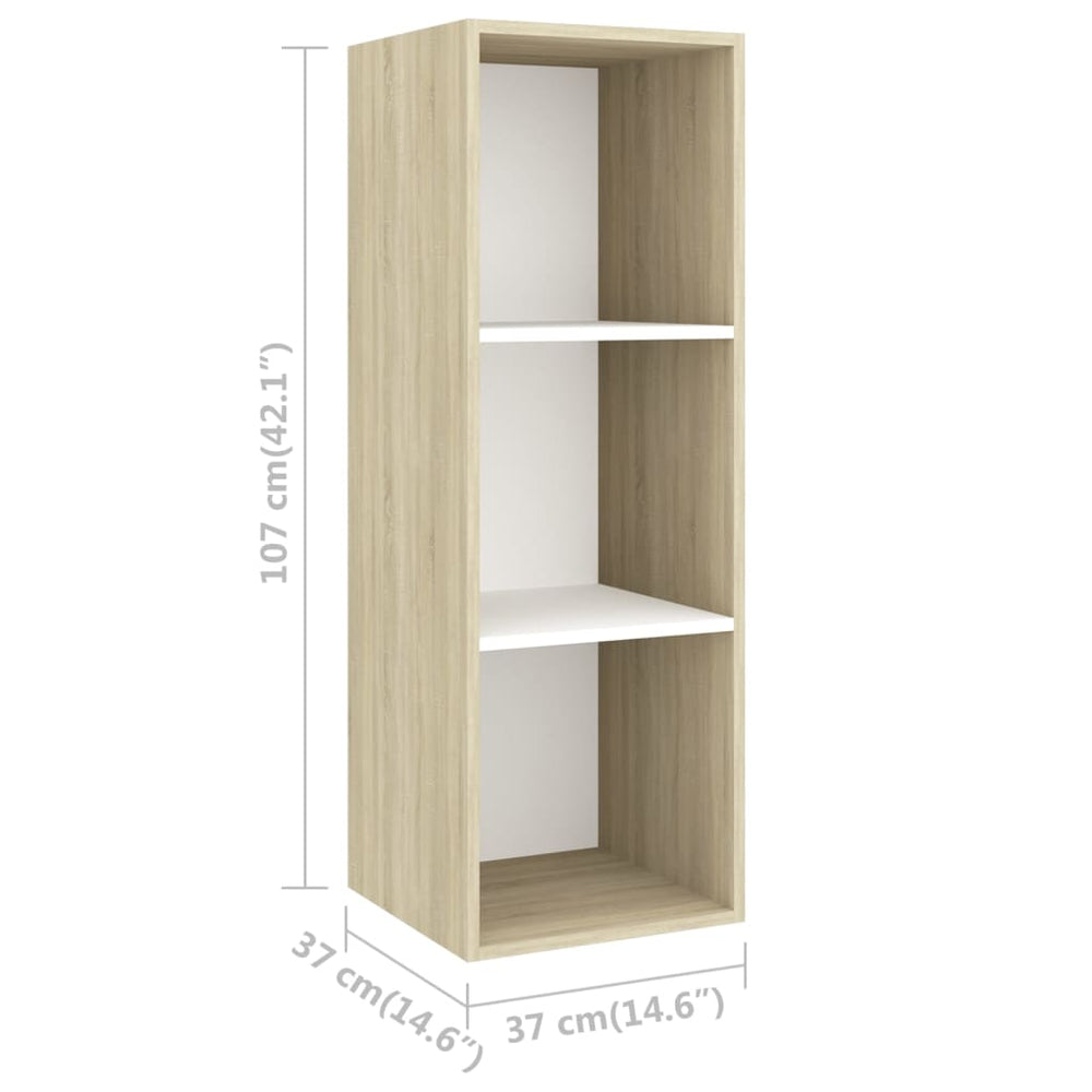Tv-wandmeubel 37x37x107 cm spaanplaat sonoma eikenkleurig wit MeubelReus