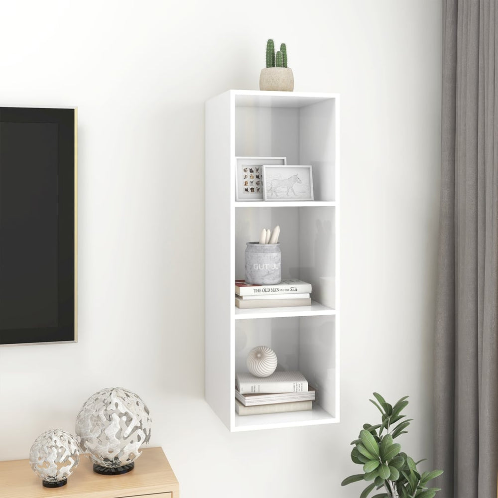 Tv-wandmeubel 37x37x107 cm spaanplaat hoogglans wit MeubelReus