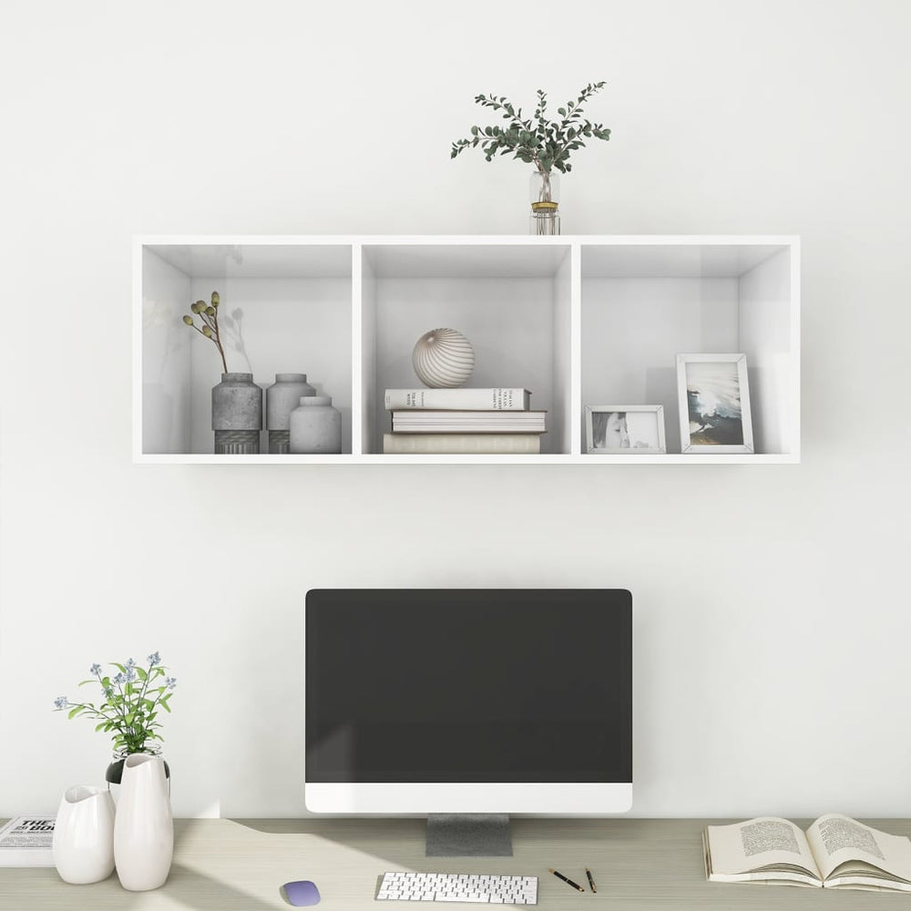 Tv-wandmeubel 37x37x107 cm spaanplaat hoogglans wit MeubelReus