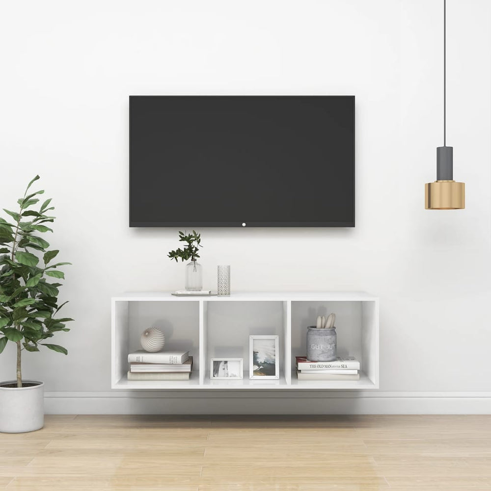 Tv-wandmeubel 37x37x107 cm spaanplaat hoogglans wit MeubelReus