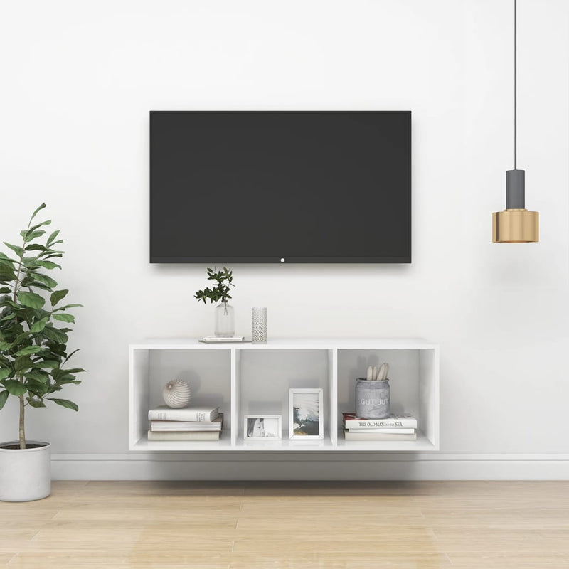 Tv-wandmeubel 37x37x107 cm spaanplaat hoogglans wit MeubelReus