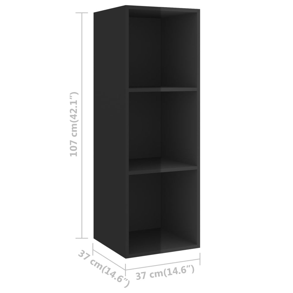 Tv-wandmeubel 37x37x107 cm spaanplaat hoogglans zwart MeubelReus
