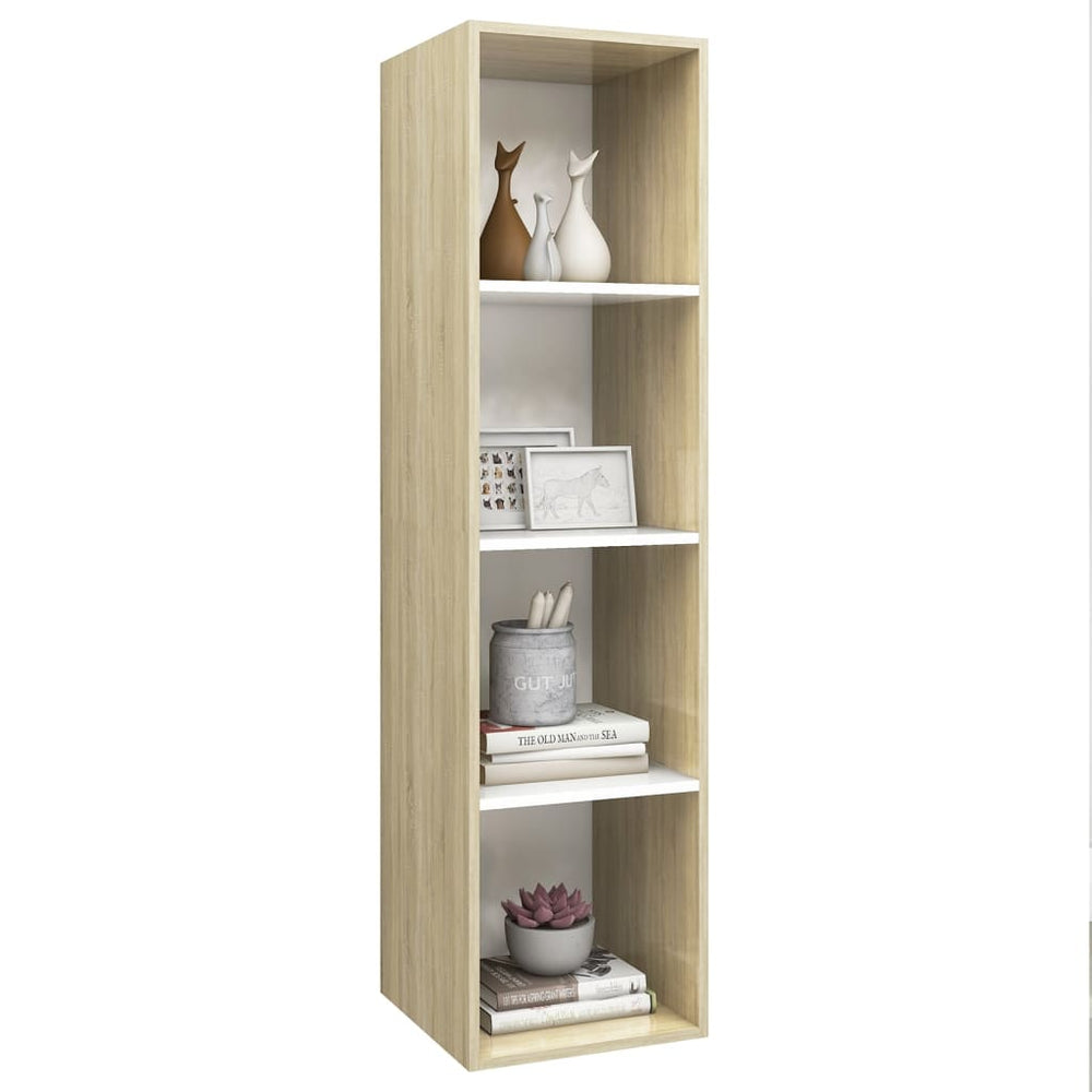 Tv-wandmeubel 37x37x142,5 cm spaanplaat sonoma eikenkleurig wit MeubelReus