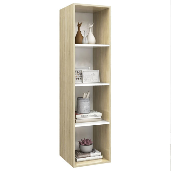 Tv-wandmeubel 37x37x142,5 cm spaanplaat sonoma eikenkleurig wit MeubelReus