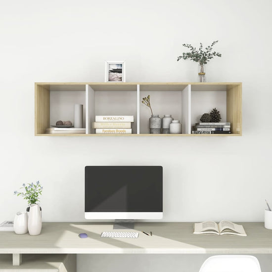 Tv-wandmeubel 37x37x142,5 cm spaanplaat sonoma eikenkleurig wit MeubelReus
