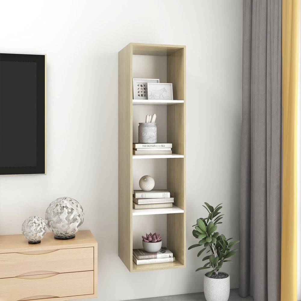Tv-wandmeubel 37x37x142,5 cm spaanplaat sonoma eikenkleurig wit MeubelReus