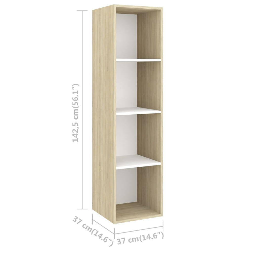 Tv-wandmeubel 37x37x142,5 cm spaanplaat sonoma eikenkleurig wit MeubelReus