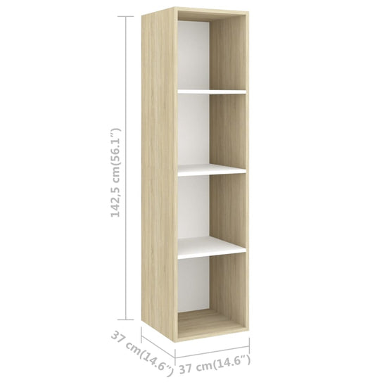 Tv-wandmeubel 37x37x142,5 cm spaanplaat sonoma eikenkleurig wit MeubelReus