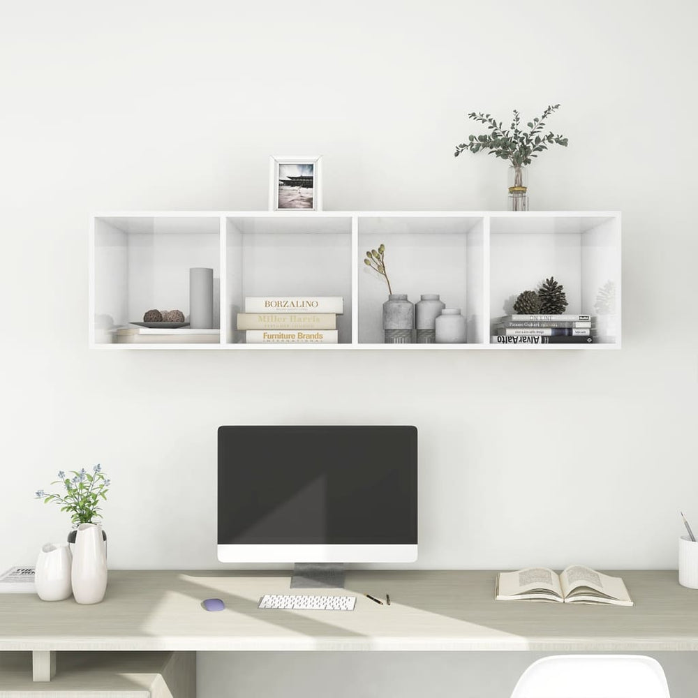 Tv-wandmeubel 37x37x142,5 cm spaanplaat hoogglans wit MeubelReus