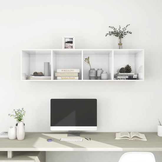 Tv-wandmeubel 37x37x142,5 cm spaanplaat hoogglans wit MeubelReus
