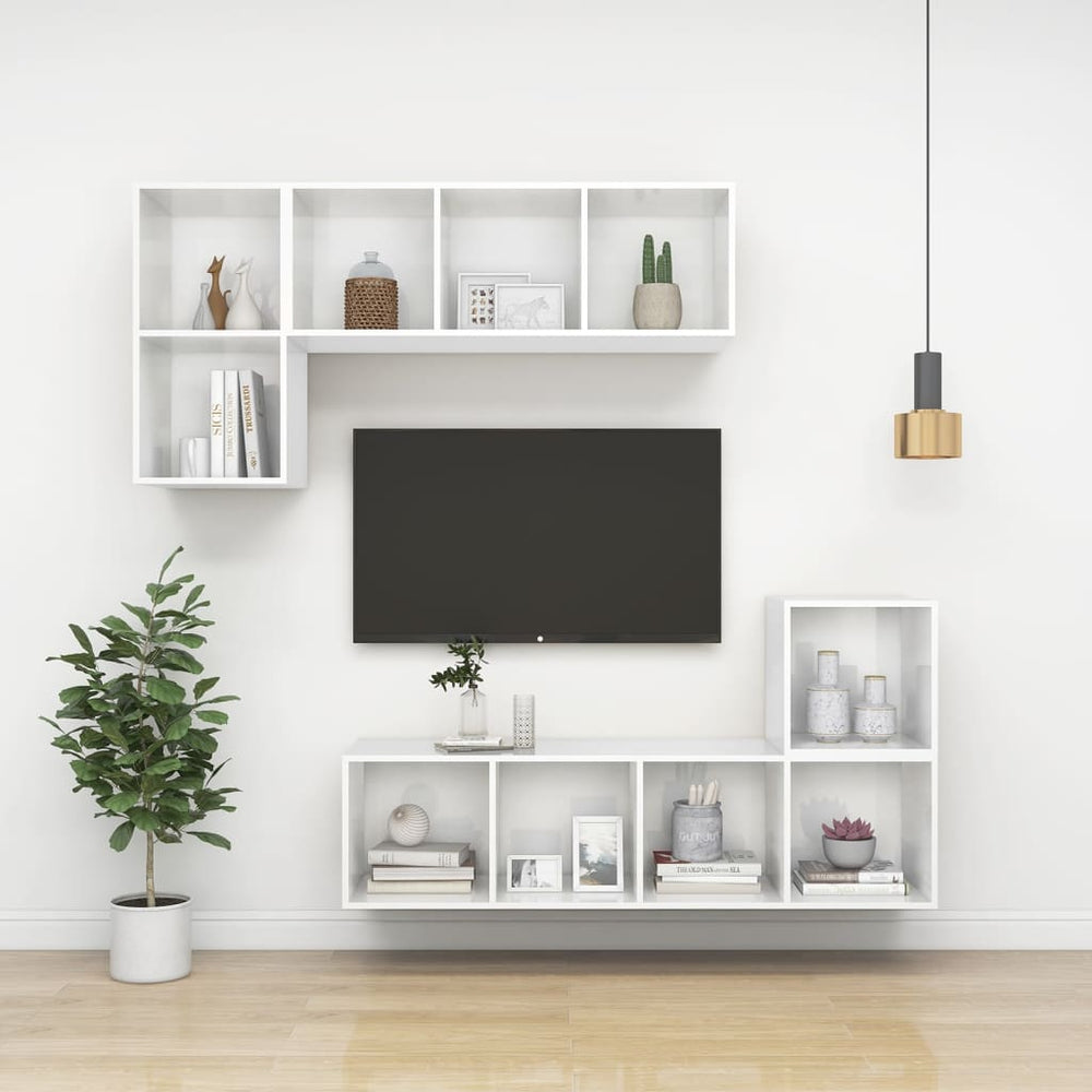 Tv-wandmeubel 37x37x142,5 cm spaanplaat hoogglans wit MeubelReus