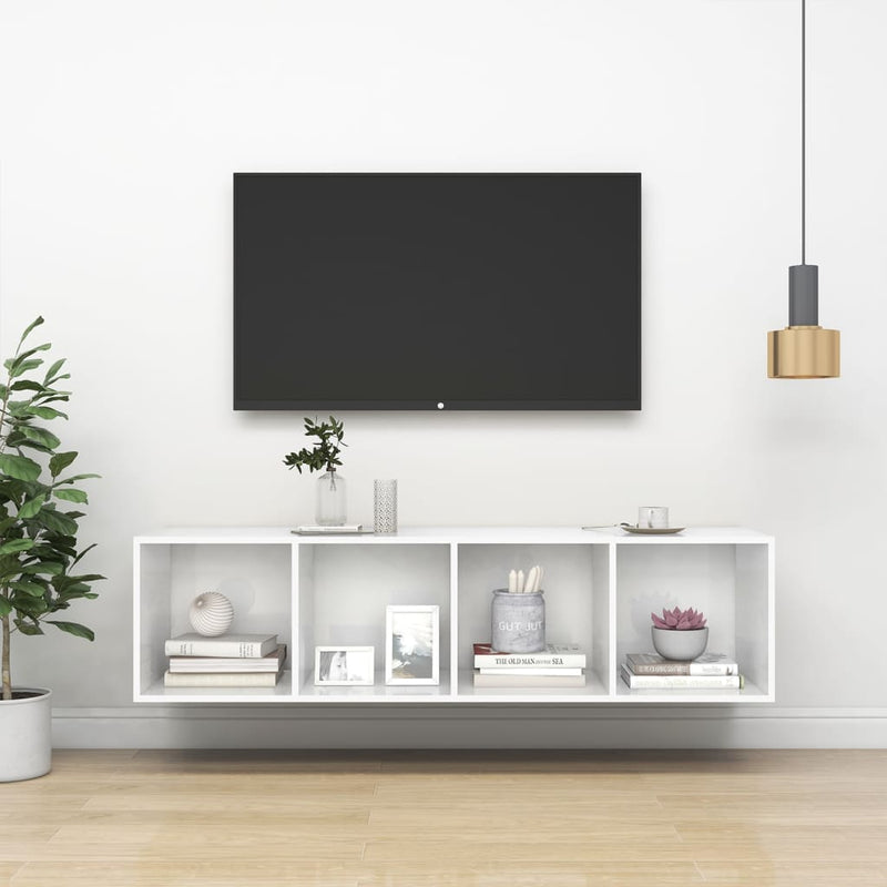 Tv-wandmeubel 37x37x142,5 cm spaanplaat hoogglans wit MeubelReus