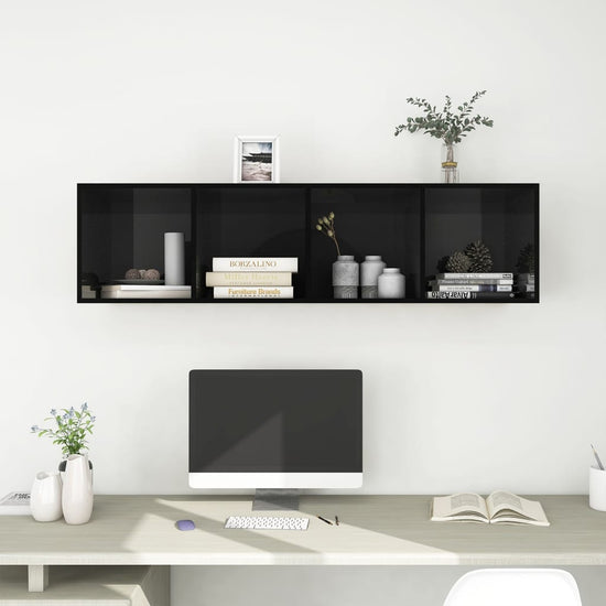 Tv-wandmeubel 37x37x142,5 cm spaanplaat hoogglans zwart MeubelReus