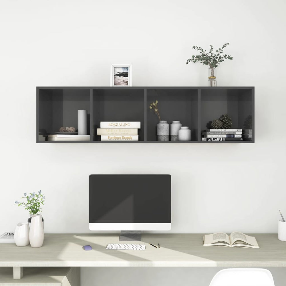 Tv-wandmeubel 37x37x142,5 cm spaanplaat hoogglans grijs MeubelReus
