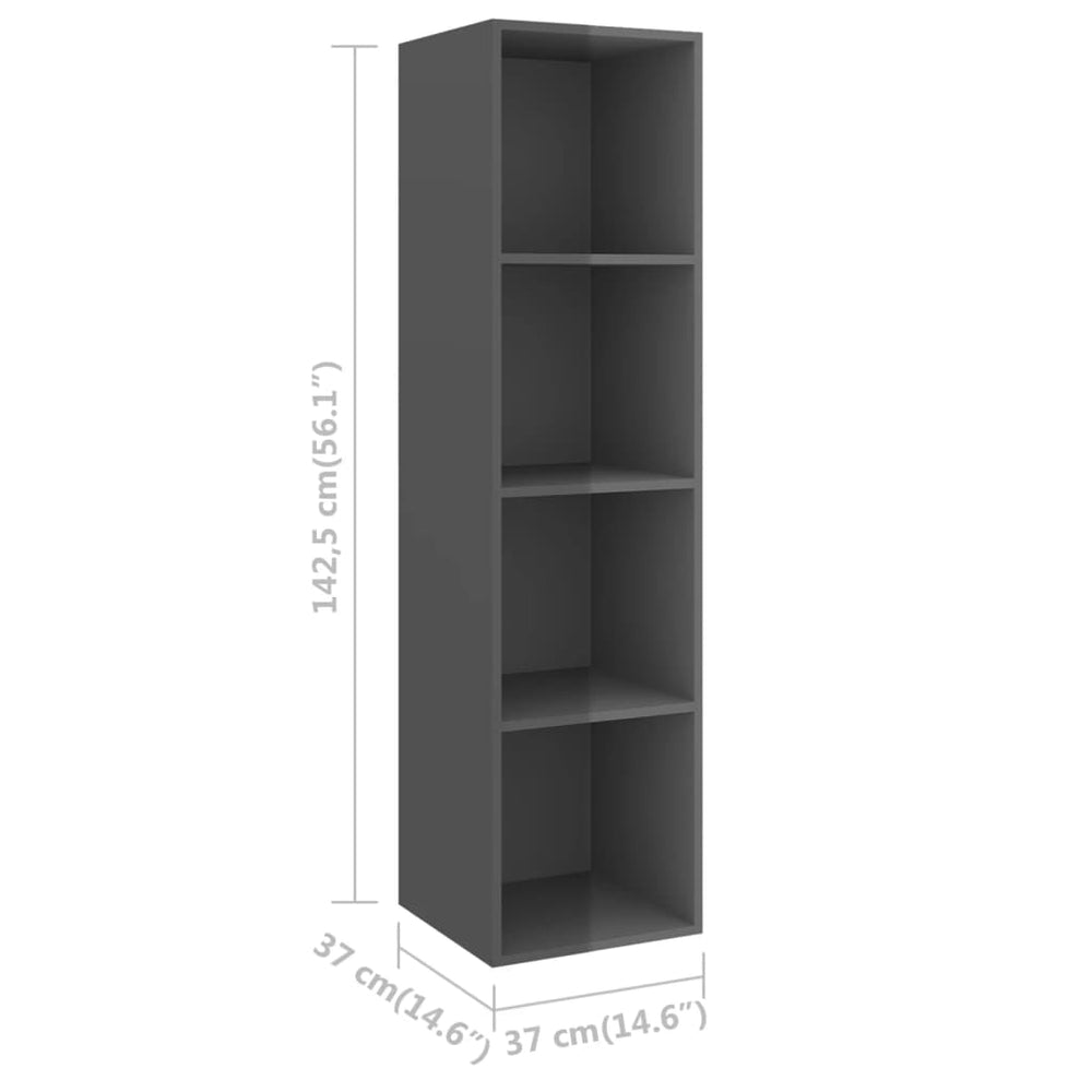 Tv-wandmeubel 37x37x142,5 cm spaanplaat hoogglans grijs MeubelReus