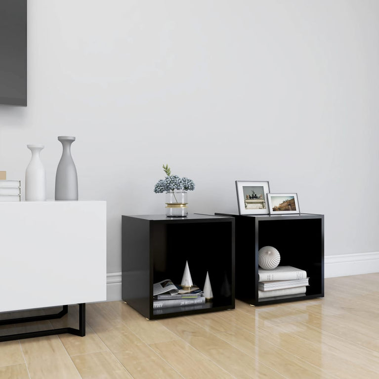 Tv-meubelen 2 st 37x35x37 cm spaanplaat zwart
