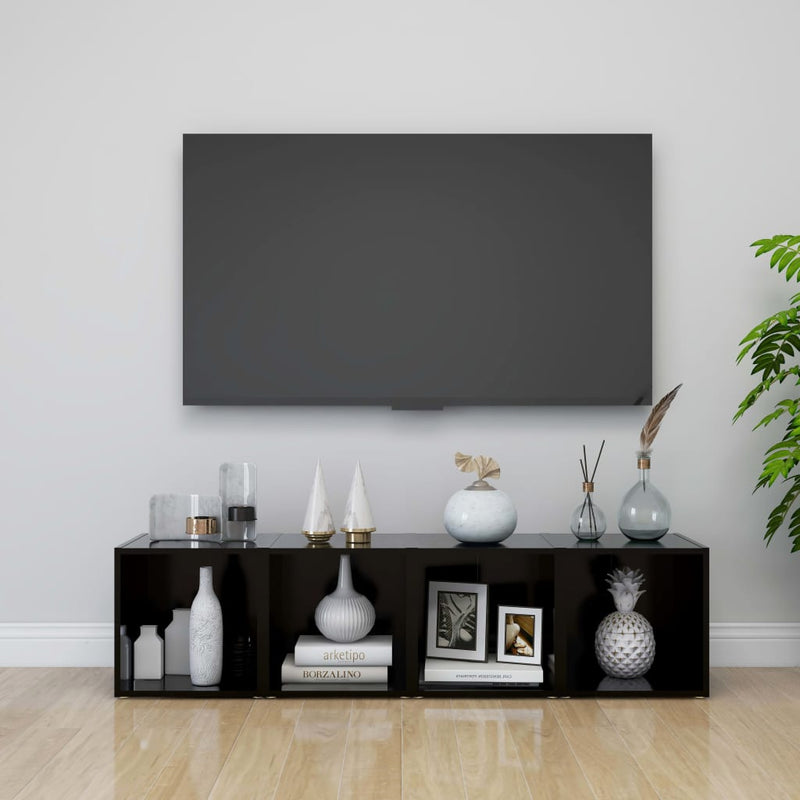 Tv-meubelen 4 st 37x35x37 cm spaanplaat zwart MeubelReus
