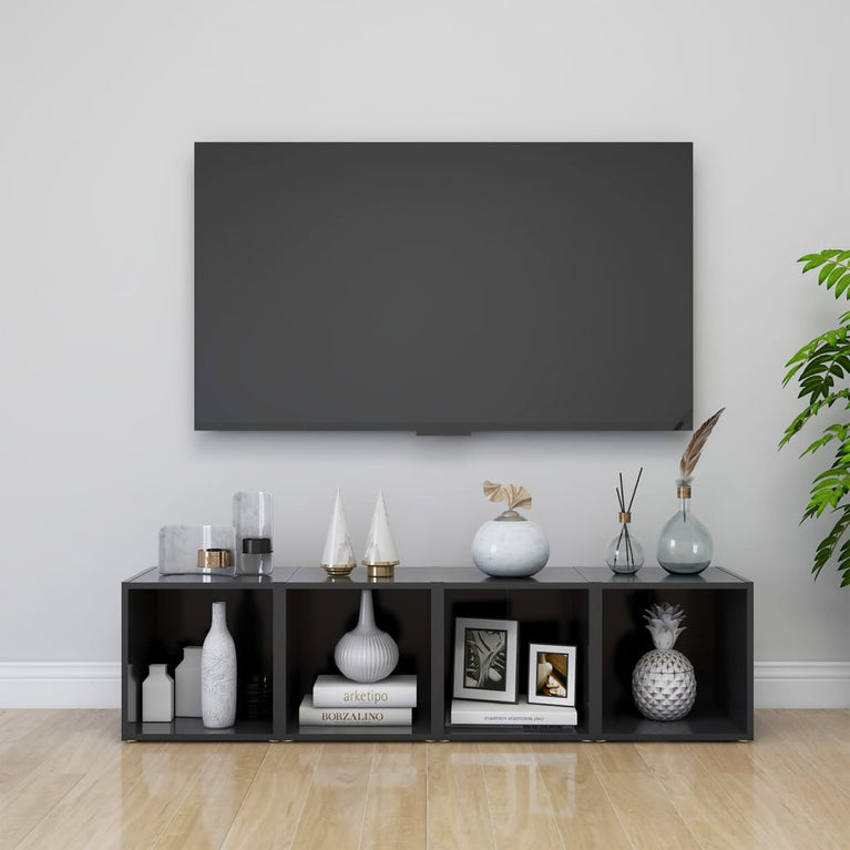Tv-meubelen 4 st 37x35x37 cm spaanplaat grijs MeubelReus