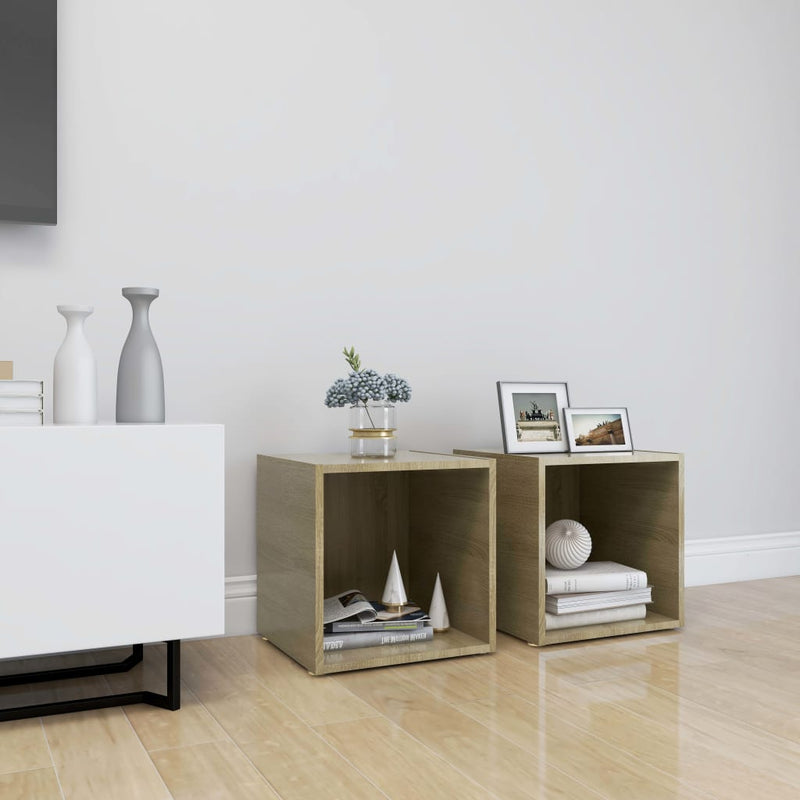 Tv-meubelen 2 st 37x35x37 cm spaanplaat sonoma eikenkleurig MeubelReus