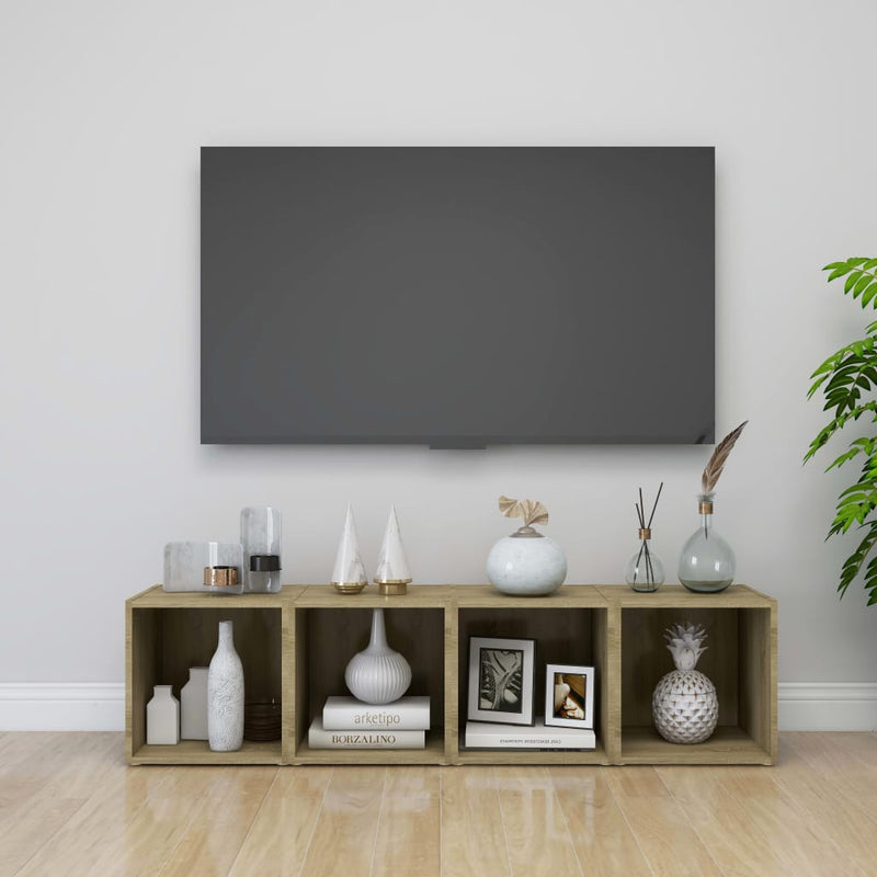 Tv-meubelen 4 st 37x35x37 cm spaanplaat sonoma eikenkleurig MeubelReus