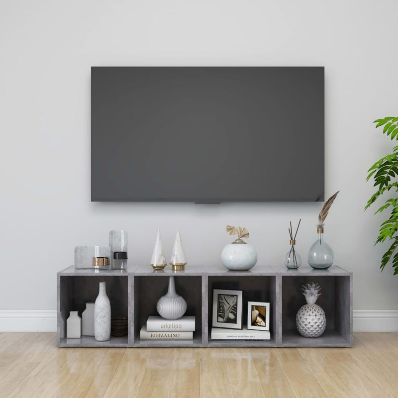 Tv-meubelen 4 st 37x35x37 cm spaanplaat betongrijs MeubelReus