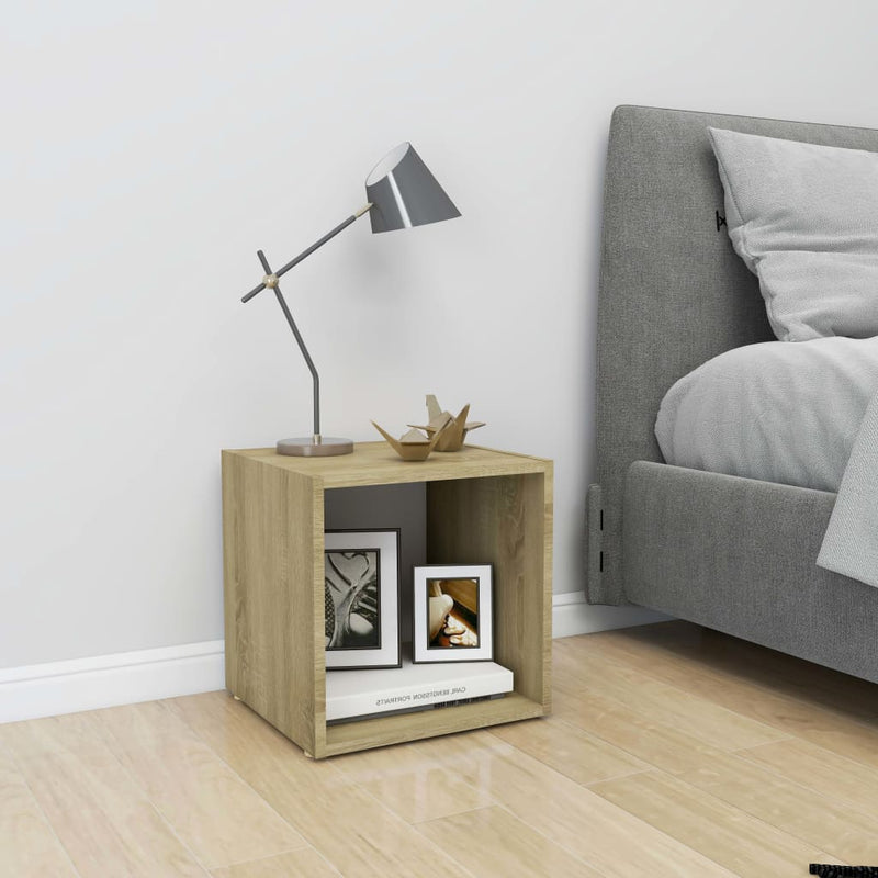 Tv-meubel 37x35x37 cm spaanplaat wit en sonoma eikenkleurig MeubelReus
