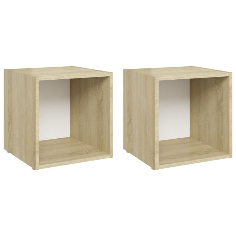 Tv-meubelen 2 st 37x35x37 cm spaanplaat wit sonoma eikenkleurig MeubelReus