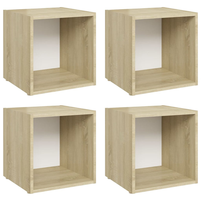 Tv-meubelen 4 st 37x35x37 cm spaanplaat wit sonoma eikenkleurig MeubelReus