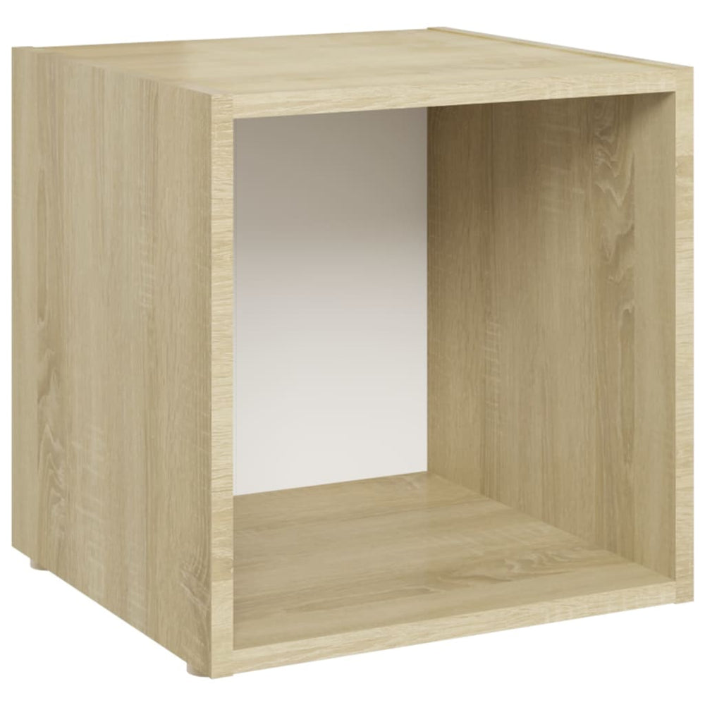 Tv-meubelen 4 st 37x35x37 cm spaanplaat wit sonoma eikenkleurig MeubelReus