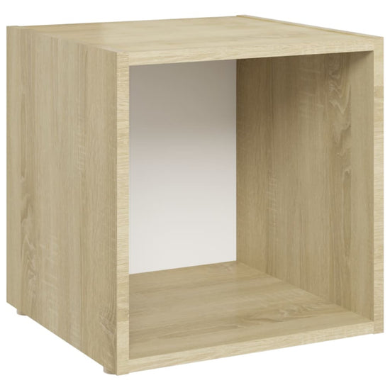 Tv-meubelen 4 st 37x35x37 cm spaanplaat wit sonoma eikenkleurig MeubelReus