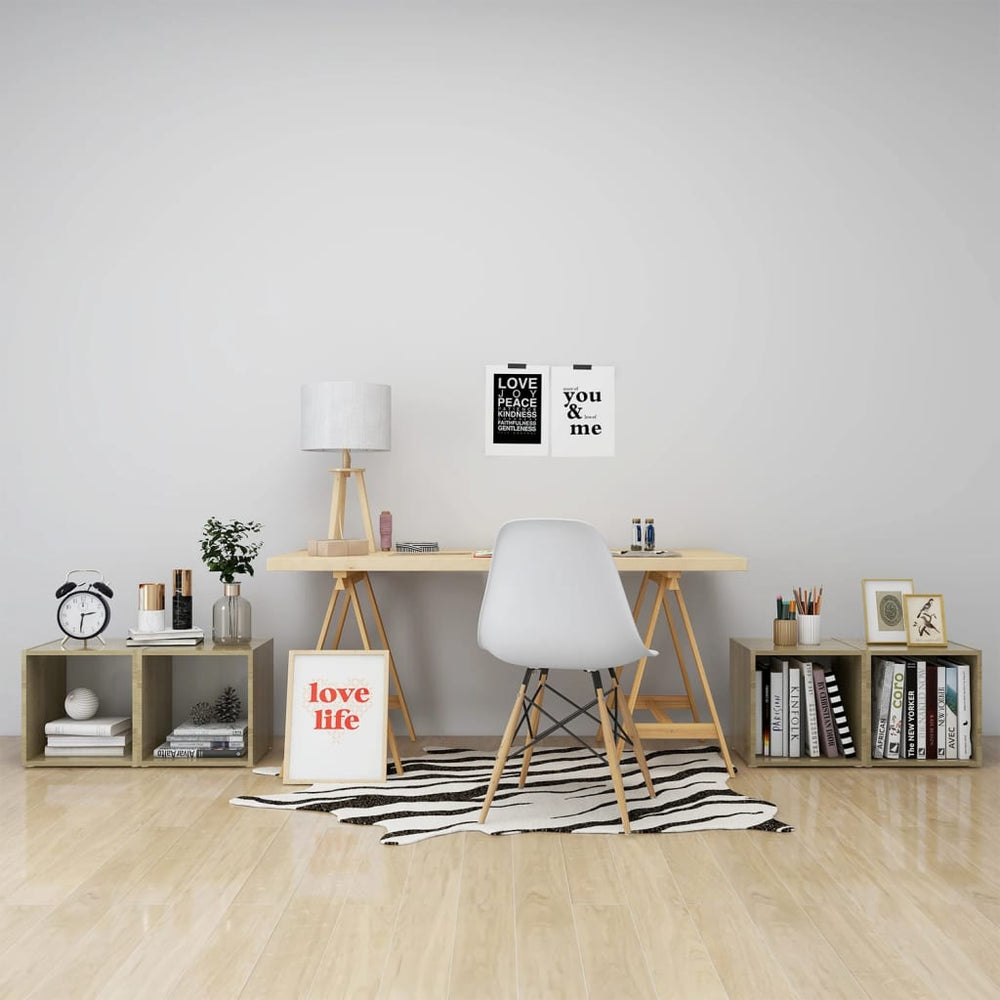 Tv-meubelen 4 st 37x35x37 cm spaanplaat wit sonoma eikenkleurig MeubelReus