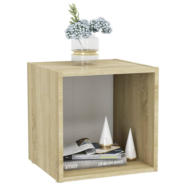 Tv-meubelen 4 st 37x35x37 cm spaanplaat wit sonoma eikenkleurig MeubelReus