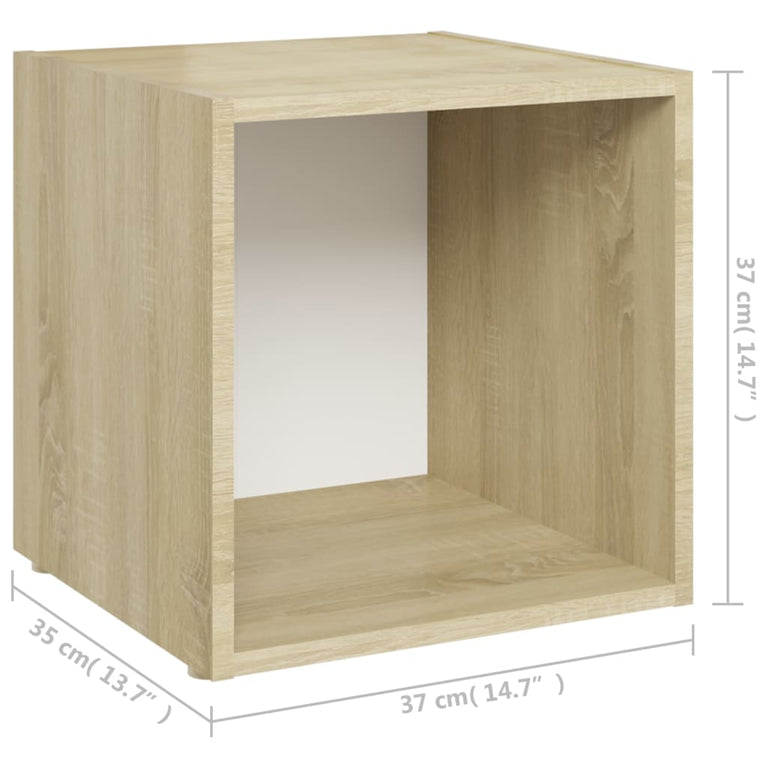 Tv-meubelen 4 st 37x35x37 cm spaanplaat wit sonoma eikenkleurig MeubelReus