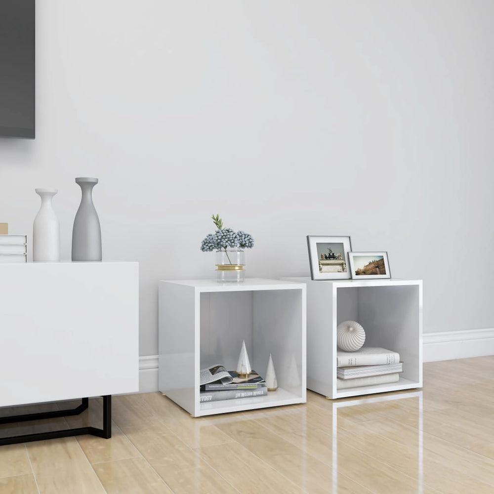 Tv-meubelen 2 st 37x35x37 cm spaanplaat hoogglans wit MeubelReus