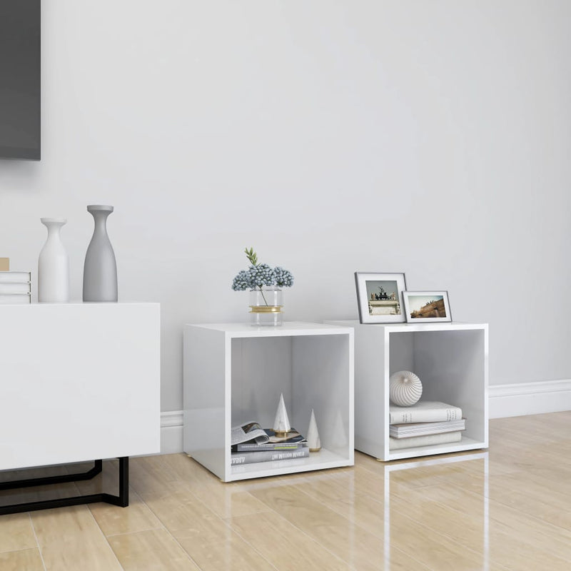 Tv-meubelen 2 st 37x35x37 cm spaanplaat hoogglans wit MeubelReus