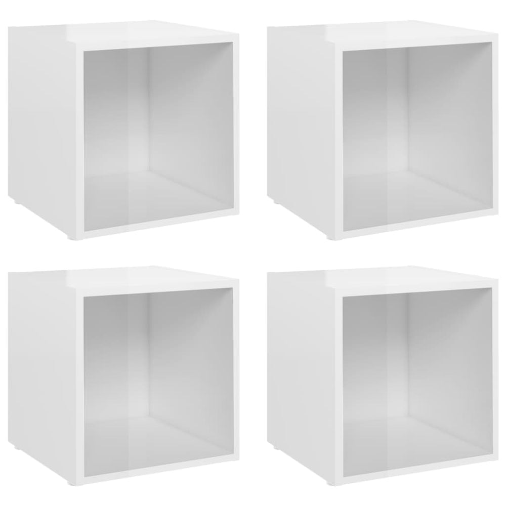Tv-meubelen 4 st 37x35x37 cm spaanplaat hoogglans wit MeubelReus