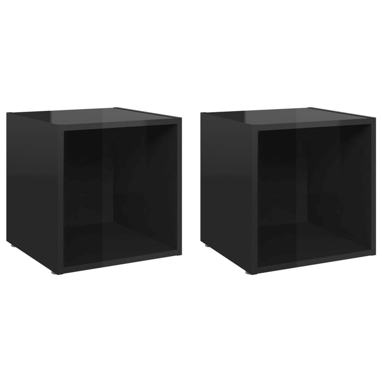 Tv-meubelen 2 st 37x35x37 cm spaanplaat hoogglans zwart MeubelReus